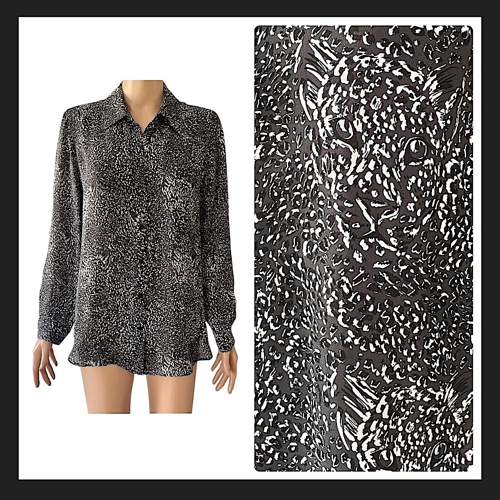 L’AGENCE Leopard Print Silk Buttoned Blouse